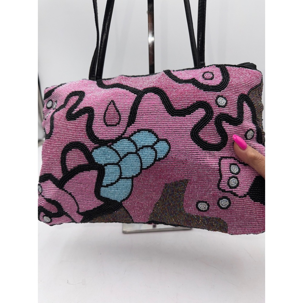 Another Y & S Original Hand Beaded Abstract Art Shoulder Tote Glass Seed Bead - Picture 2 of 12
